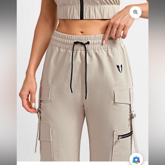 NEW FIRM ABS CREAM TAN CARGO PANTS TRACK JOGGERS MEDIUM - Picture 4 of 9